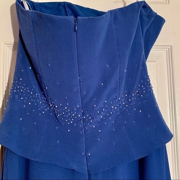 Blue Chiffon Belsoie Strapless Dress Size 8 NWT - Picture 4 of 5